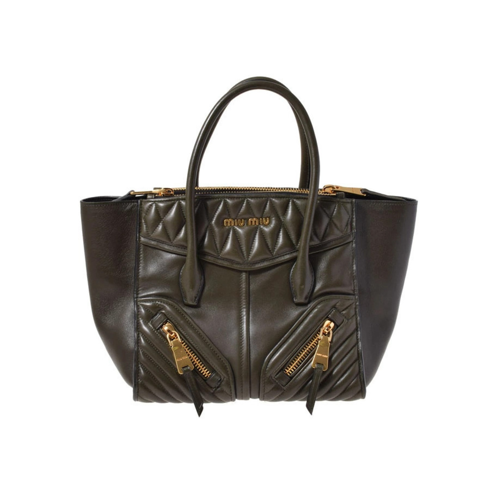 Miu MIu Biker Bag Nappa Leather Khaki Brown Green